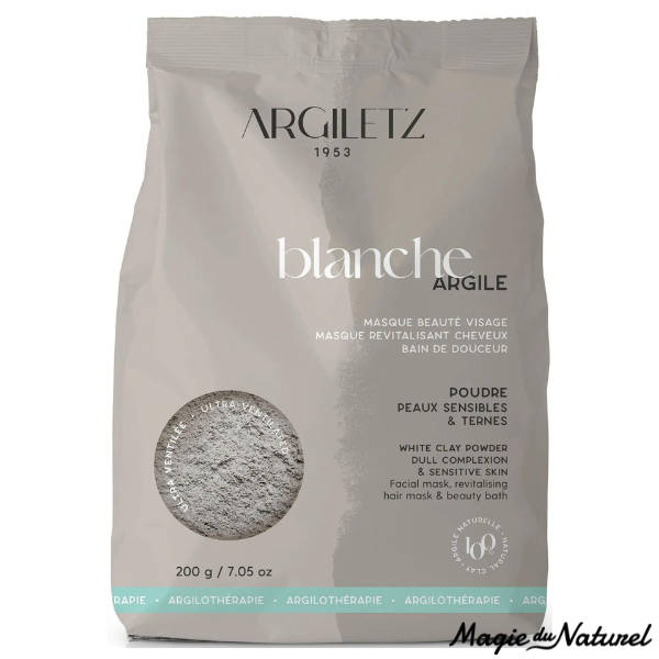 Argile blanche poudre ultra-ventilée 200 g l Argiletz l La Magie du Naturel l SUISSE