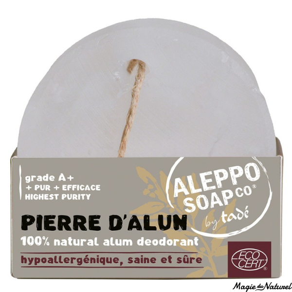 Pierre d'alun ronde naturelle, déodorant certifié cosmos - 120 g l Tadé l La Magie du Naturel l SUISSE