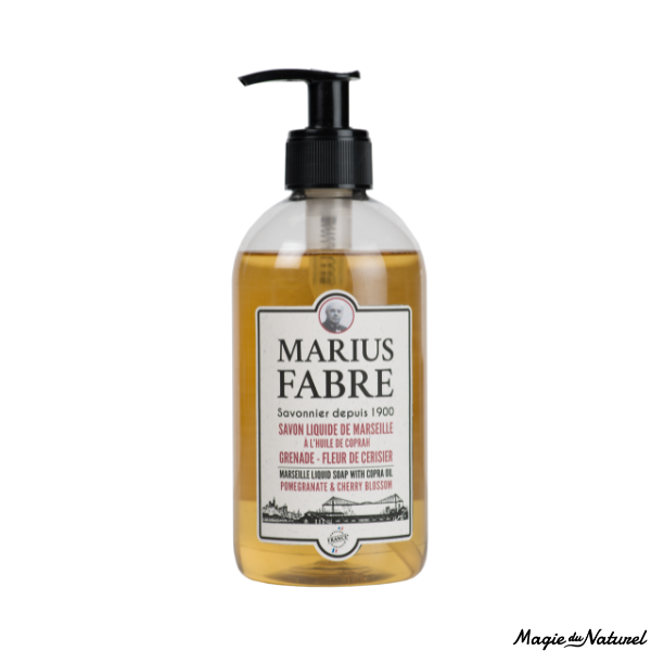 Savon liquide de Marseille fleur de cerisier et grenade l Marius Fabre l La Magie du Naturel l SUISSE