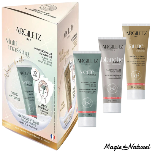 Trio mini masques à l'argile - peaux normales ou grasses l Argiletz l La Magie du Naturel l SUISSE