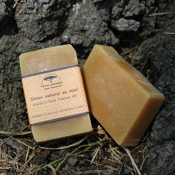 Savon naturel au miel enrichi à l’huile d’Abricot BIO 90 grammes (env.) l Terres Sauvages Swiss Cosmetics l La Magie du Naturel l SUISSE